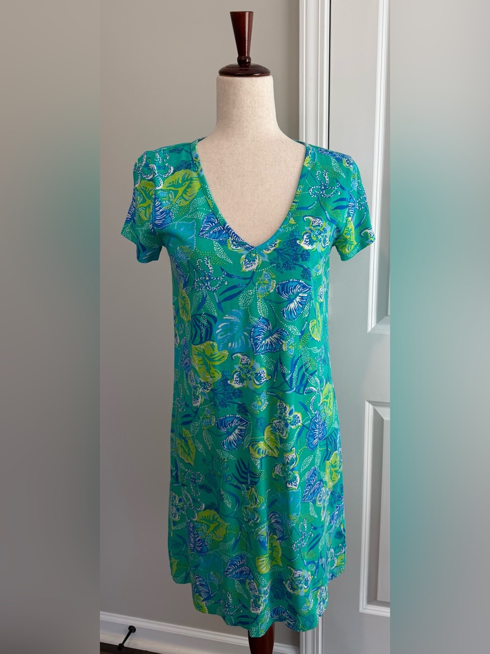 LILLY PULITZER Etta Short Sleeve Dress in Botanical Green in a Flutter Sz Small